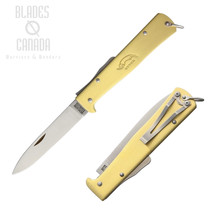 Otter-Messer Mercator Folding Knife, Stainless, Brass Handle, 10736RGR
